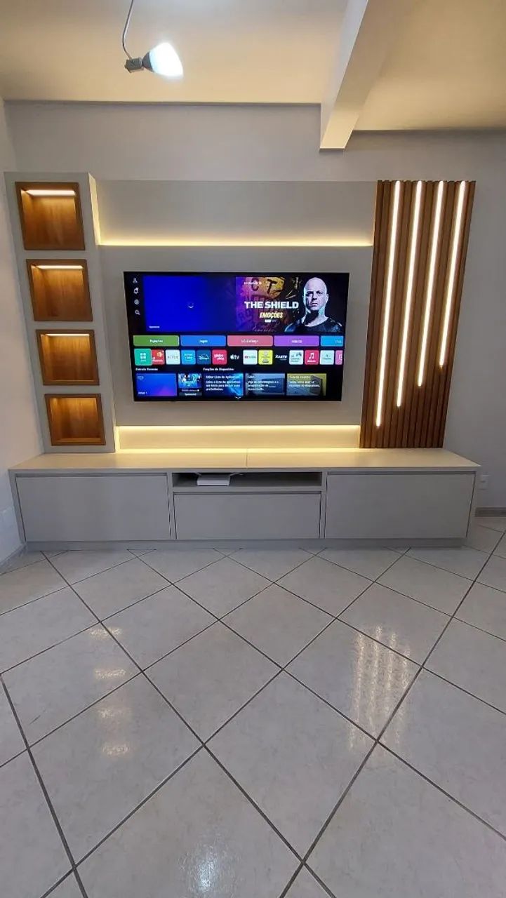Painel de tv ripado com rack - Foto 5