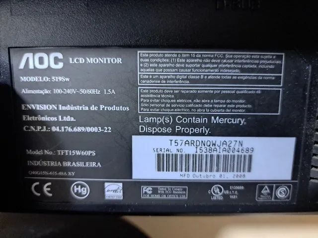 02 Monitores AOC 519sw TFT LCD 15 (USADOS) - Foto 5