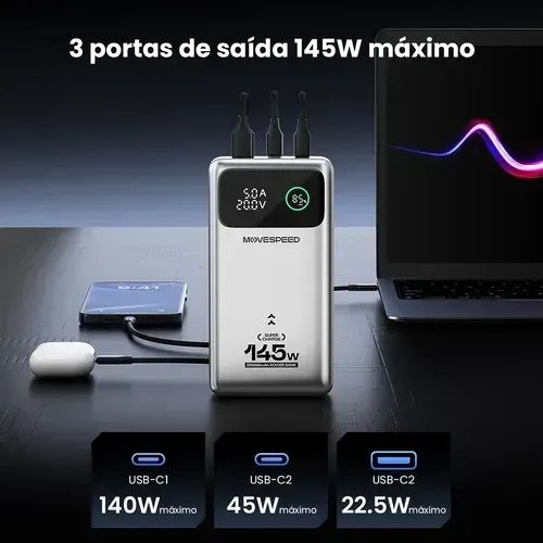 Powerbank Movespeed m25 pro 25000 mah 145w notebook Starklink - Foto 4