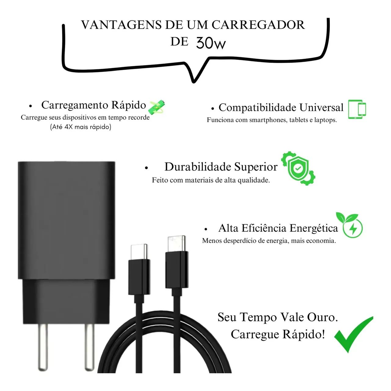 Carregador Original Lehmox 30W Carga Rápida Tipo C - Foto 4