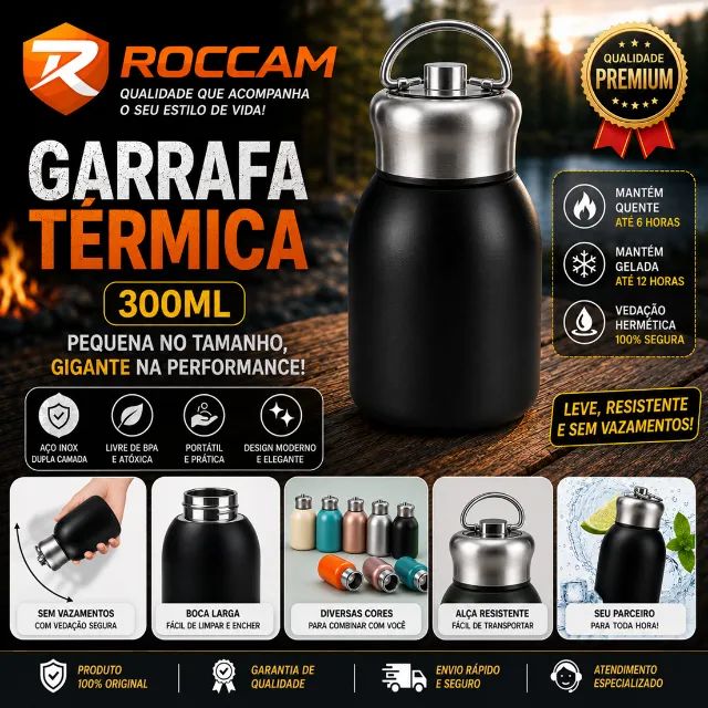 Garrafa Térmica NOVA Portátil 300ml Várias Cores - Foto 2