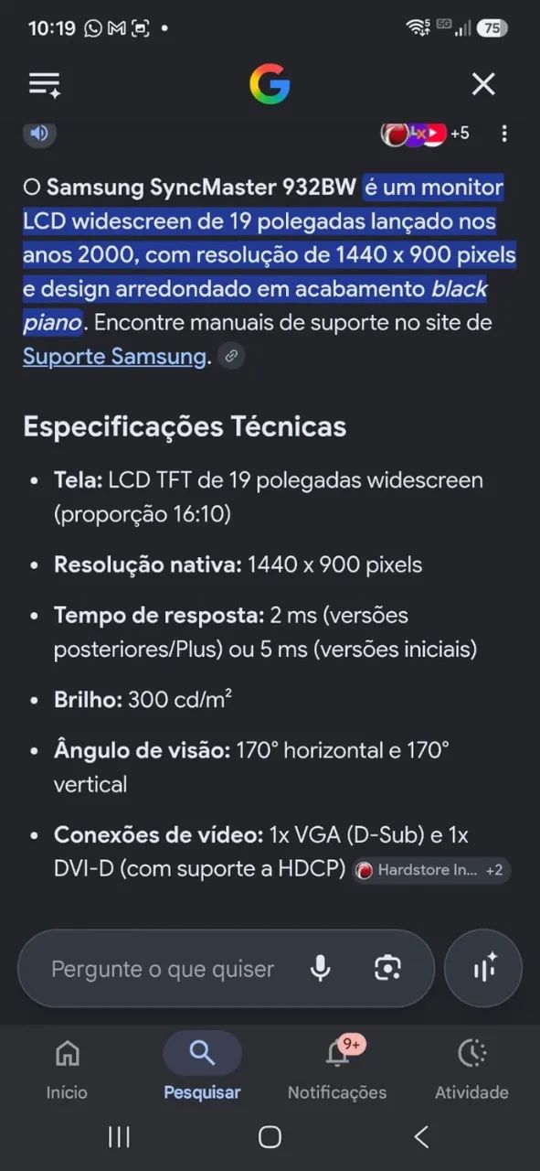 Monitor SanSung 19