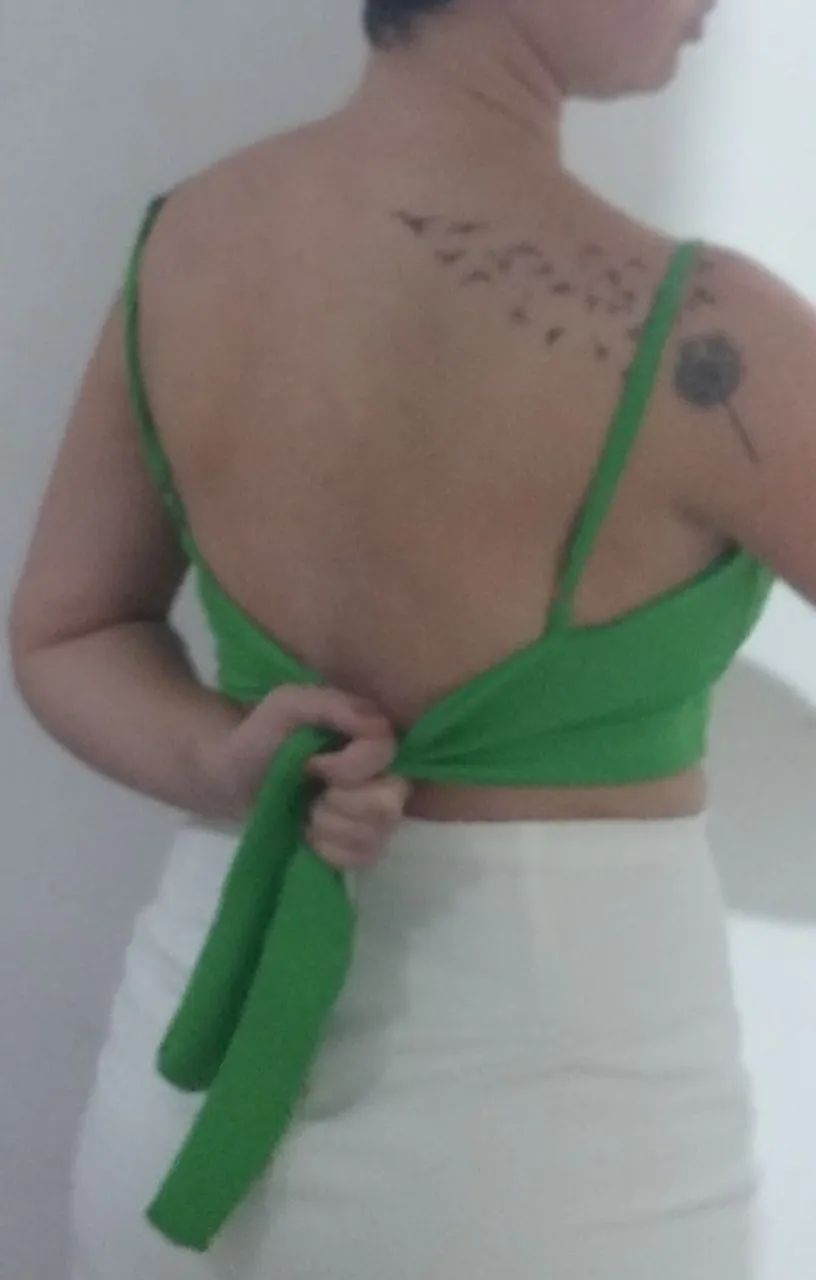 Cropped verde e azul M alfaiataria - Foto 3
