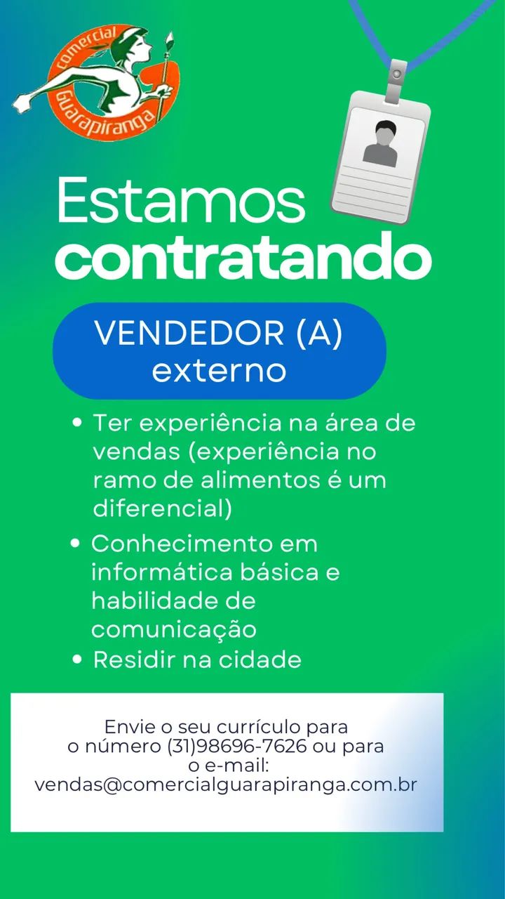 VAGA - VENDEDOR EXTERNO