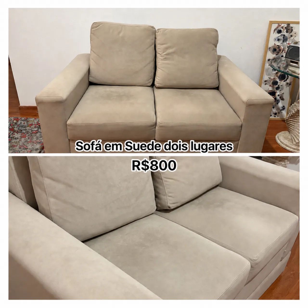 Sofá em Suede dois lugares