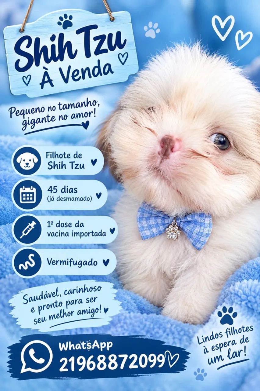 Shitsu machinho branco com areia 