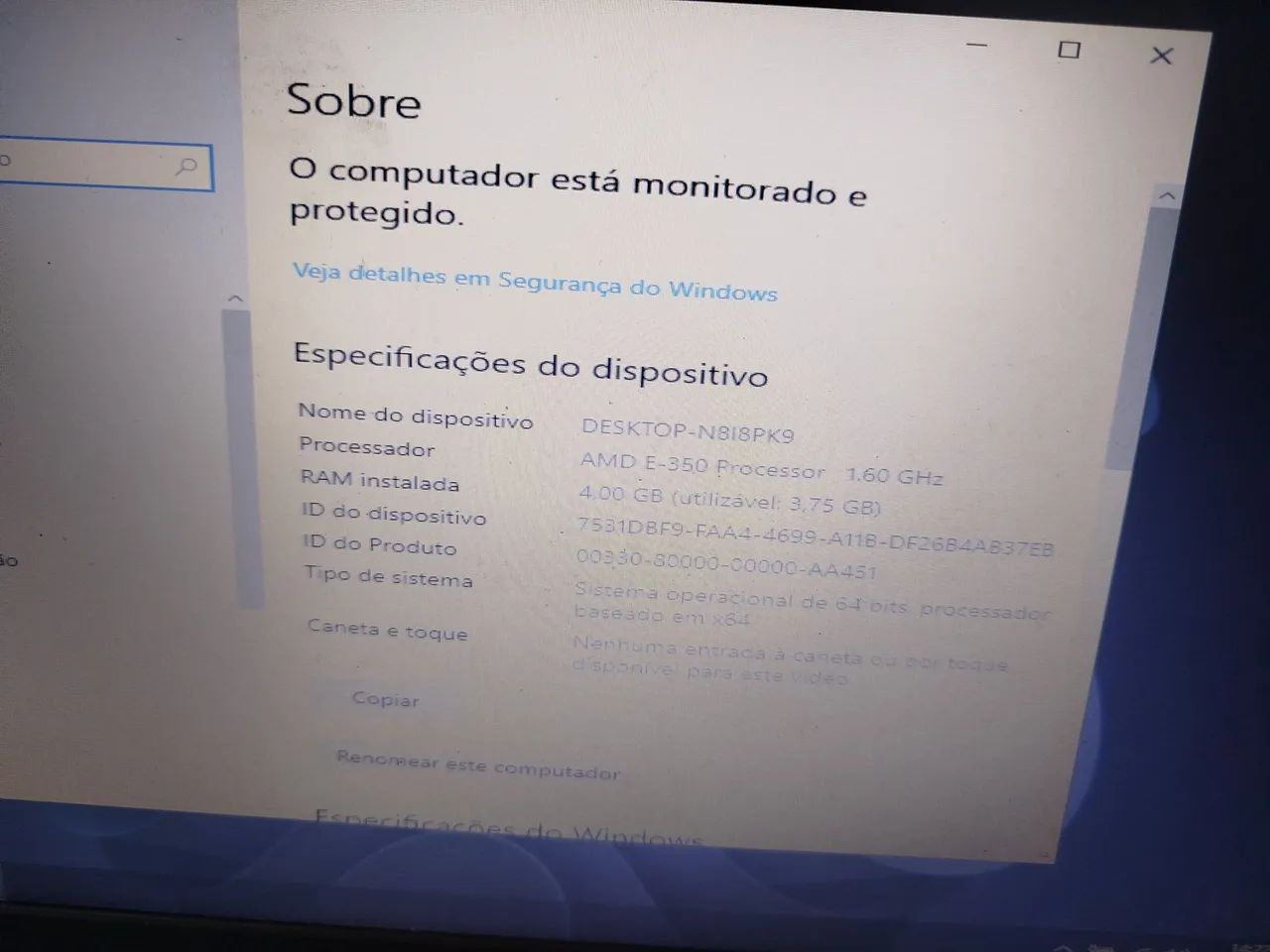 Notebook dá Samsung AMD E350 4gb memória ssd 128. Gb, bateria com 2hs durabilidade 