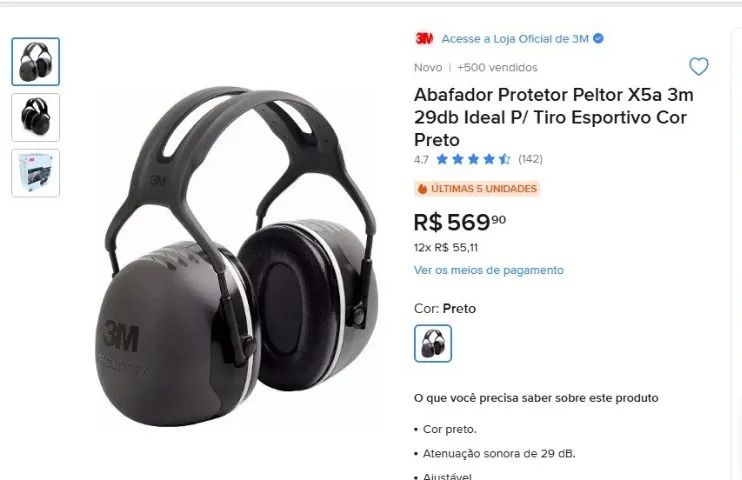 Abafador Profissional Protetor Peltor X5a 3m 29db Cor Preto - Foto 5