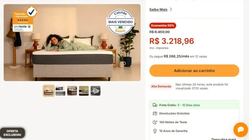 Cama de madeira e colchão Emma Queen Aceito troca em Sofá Retrátil - Foto 5
