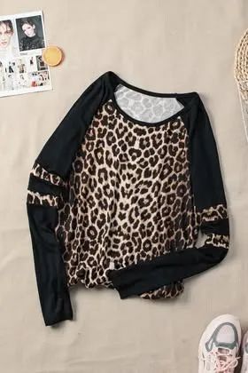 Blusa manga comprida preta /leopard NOVA - Foto 3
