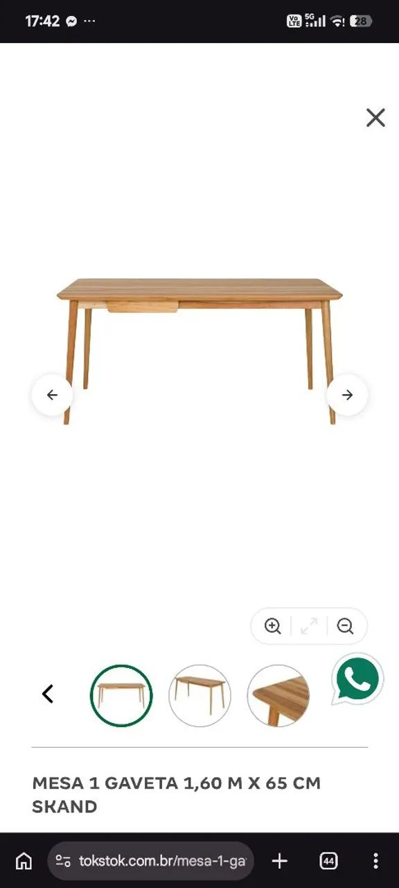 MESA 1 GAVETA 1,60 M X 65 CM SKAND - Foto 2