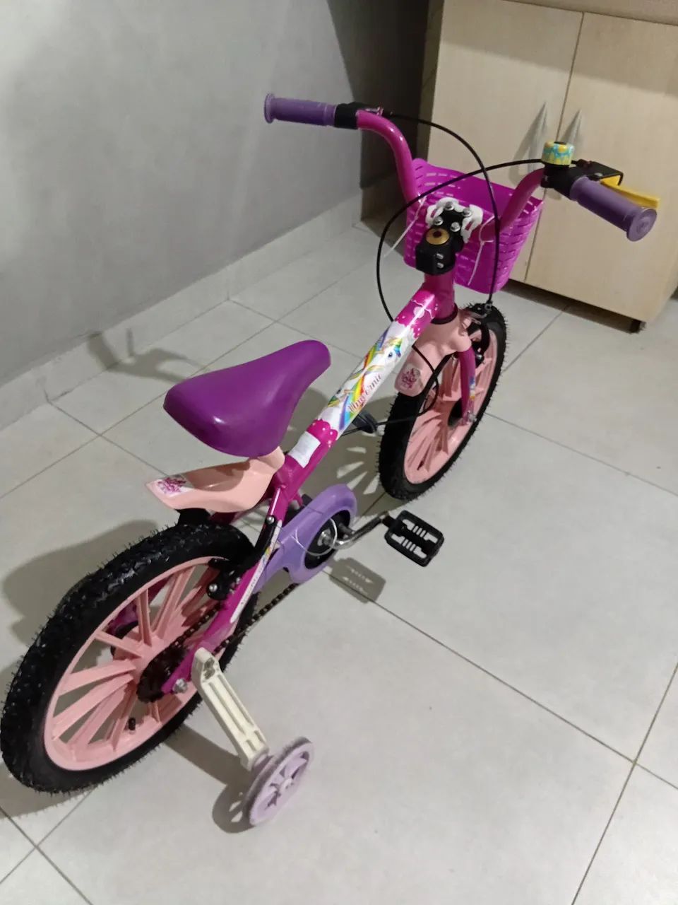 Bicicleta infantil aro 16 unicórnio  - Foto 4