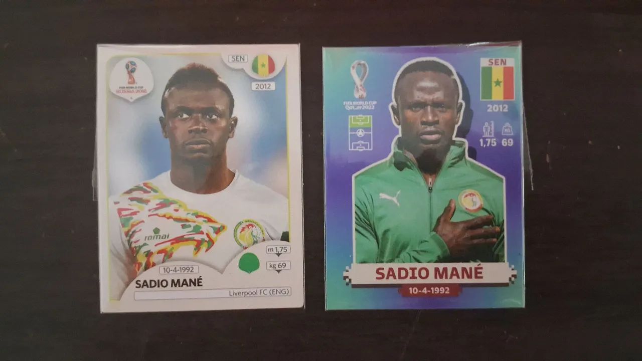 Duo figurinhas craques da Copa- Sadio Mane 2018 e 20220