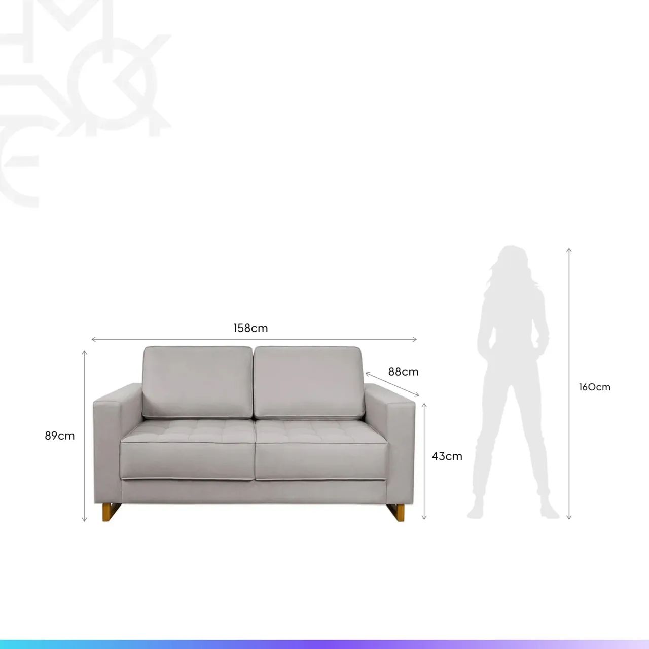 Sofá 2 lugares Linho Cinza - Foto 3