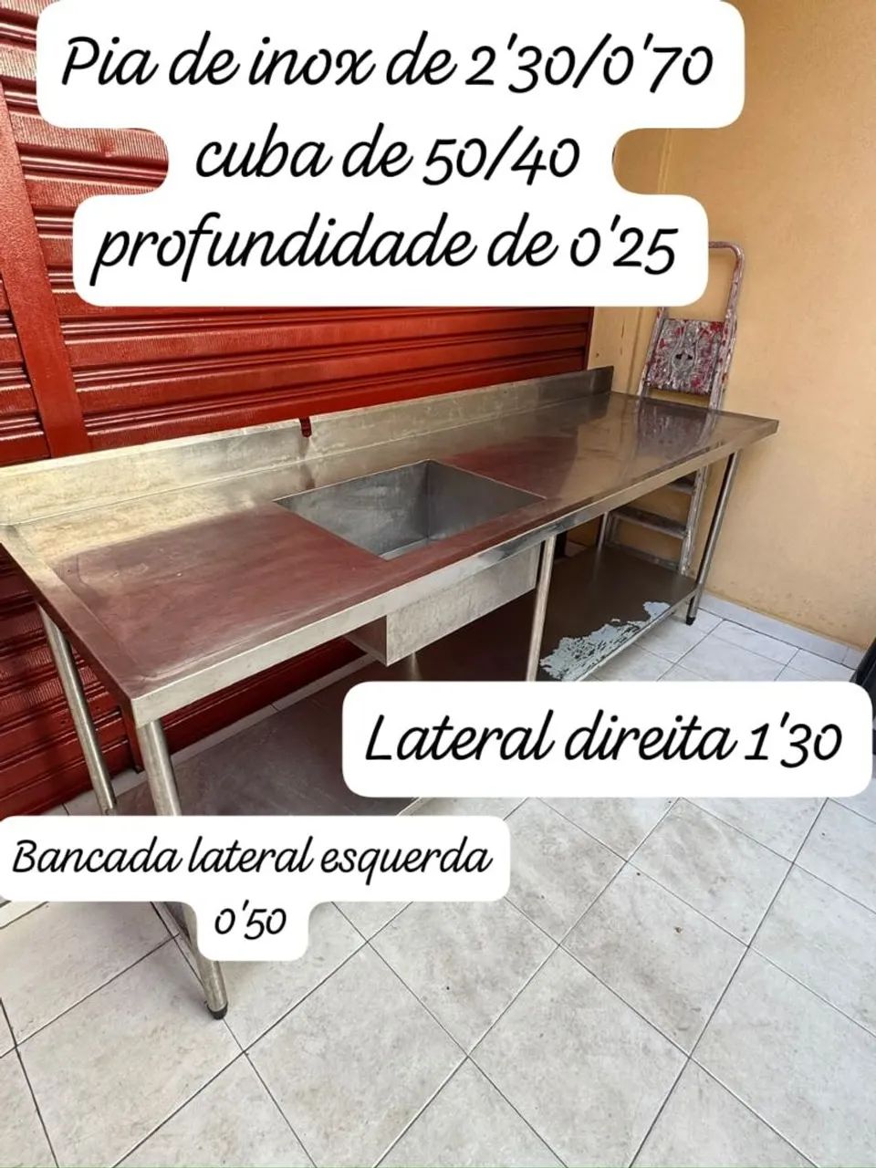 Pia de inox 2.30x70 