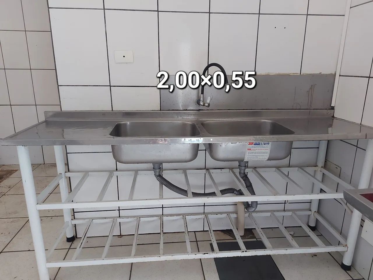 Pia inox industrial 2 cubas
