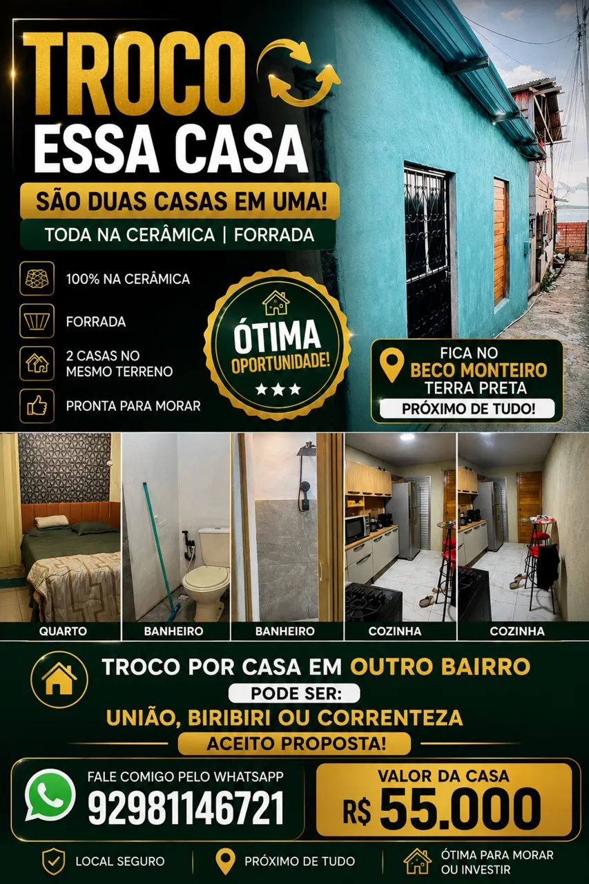 TROCO OU VENDO CASA NO BECO MONTEIRO 