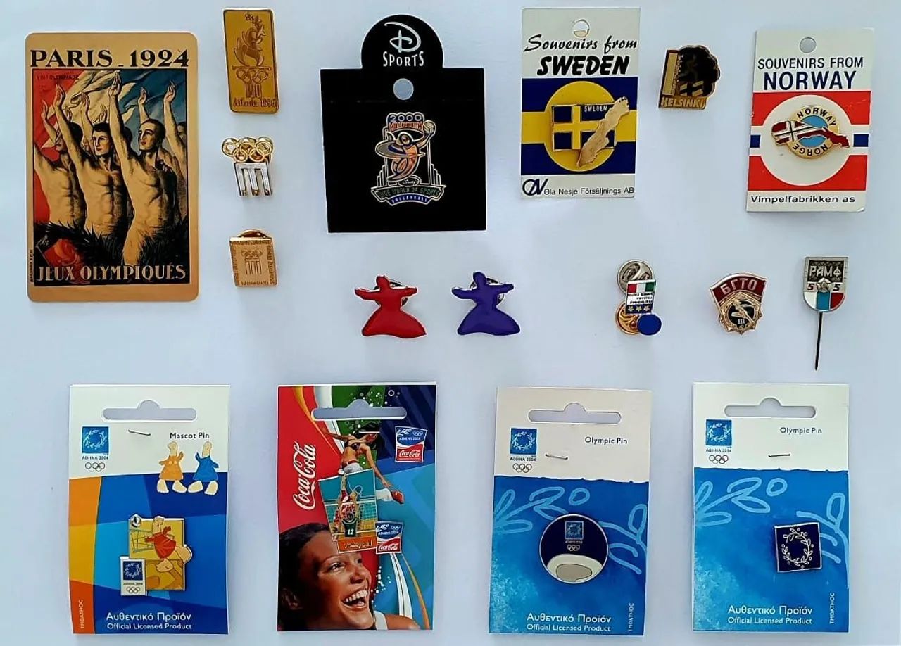 16 pins internacionais e 1 entrada Museu Olímpico Suíça