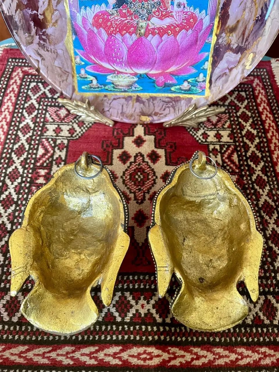 PAR DE MÁSCARAS DE PAREDE BRONZE MACIÇO BUDA MARROQUINO  - Foto 5