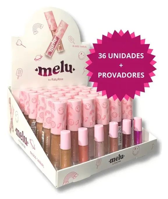 Gloss Labial Pigmentado Brilhante Melu Ruby Rose Box 36 Und Cor Multicolorido