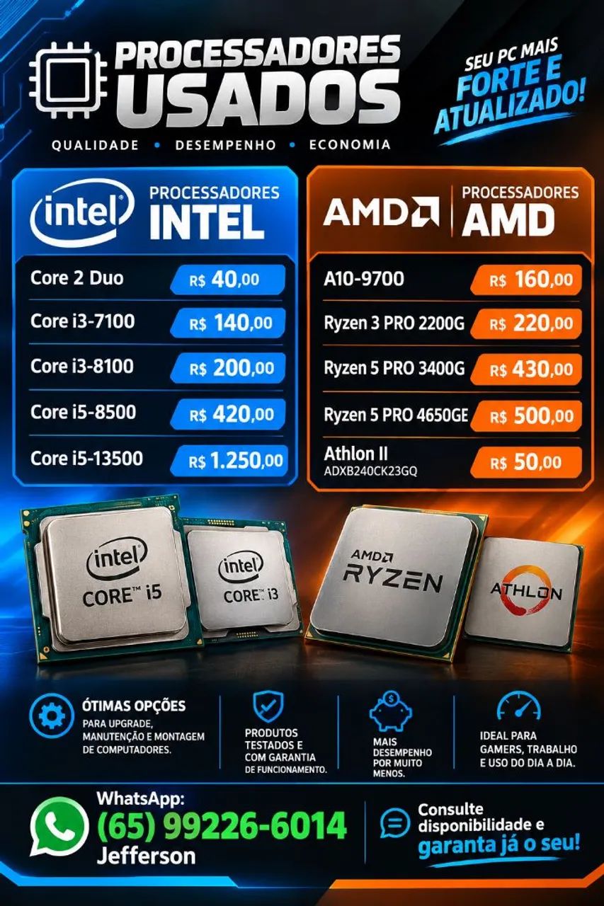 PROCESSADORES INTEL E AMD À VENDA!