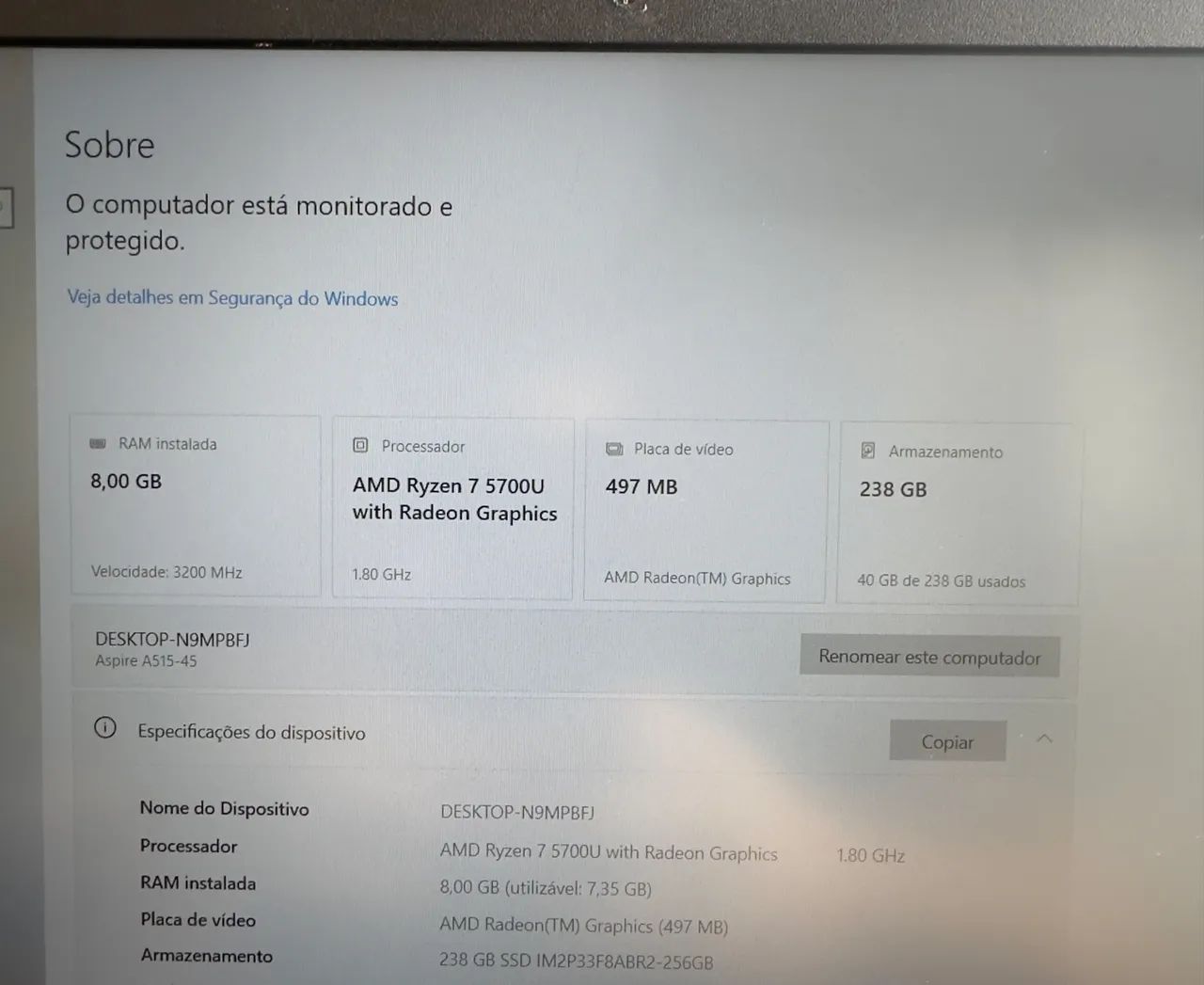 Notebook Ryzen 7 8gb 256Nvme - Foto 2