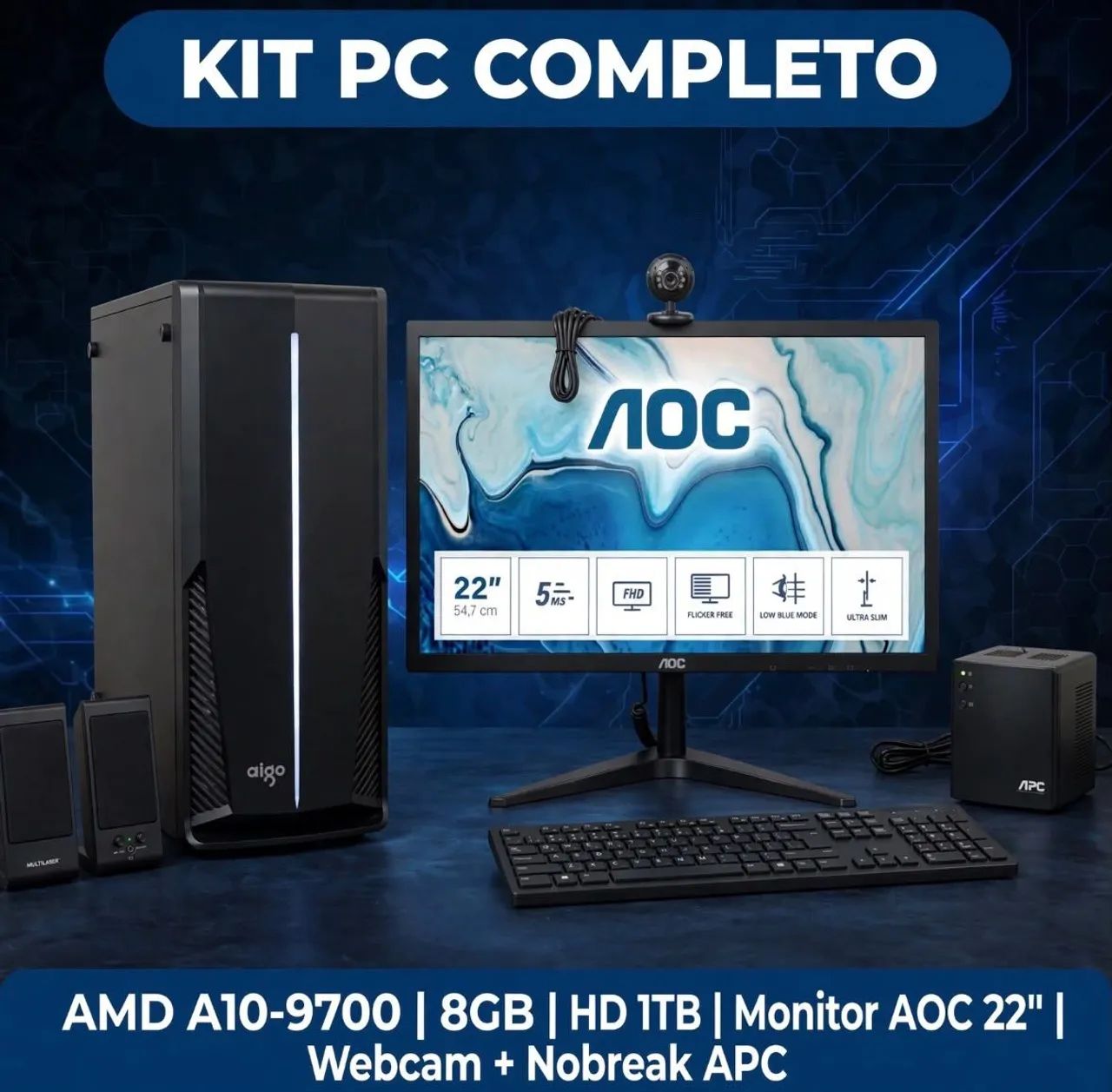 KIT PC COMPLETO Á VENTA - PRONTO PARA USAR