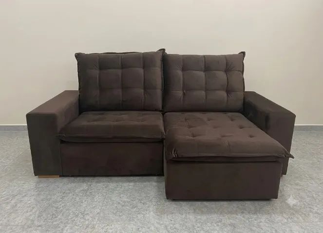 Sofá Retrátil e Reclinável Na Cor Marrom