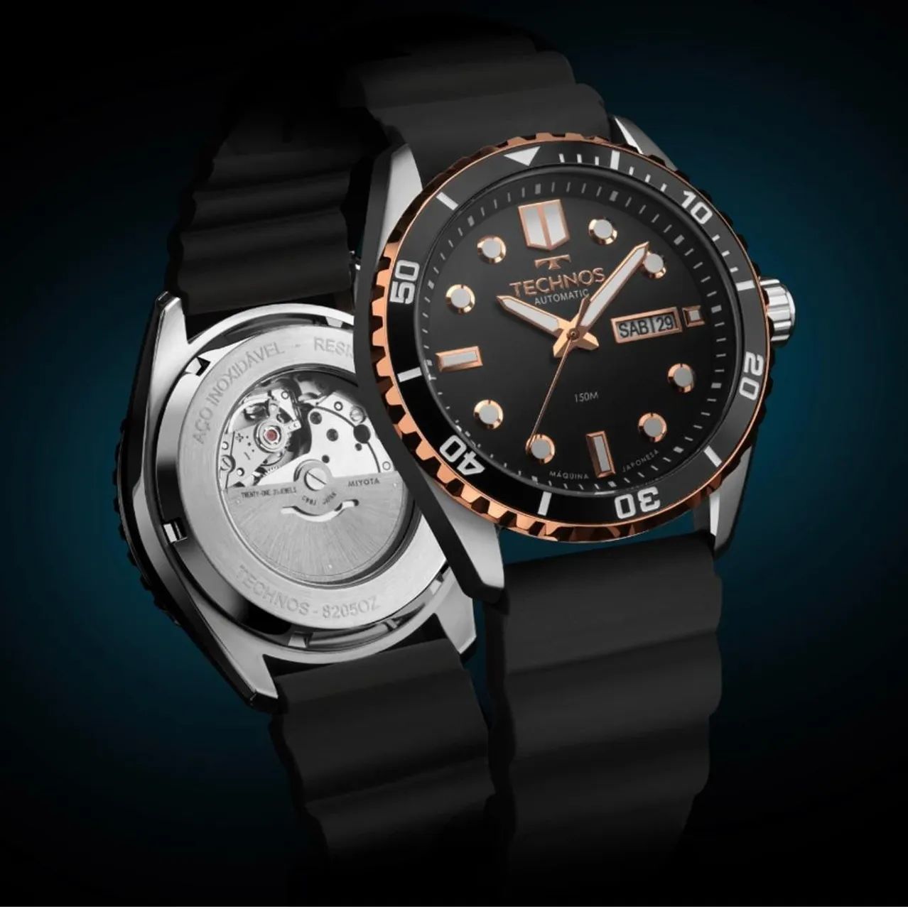 Relógio Technos Diver 43mm em pulseira de silicone  - Foto 3