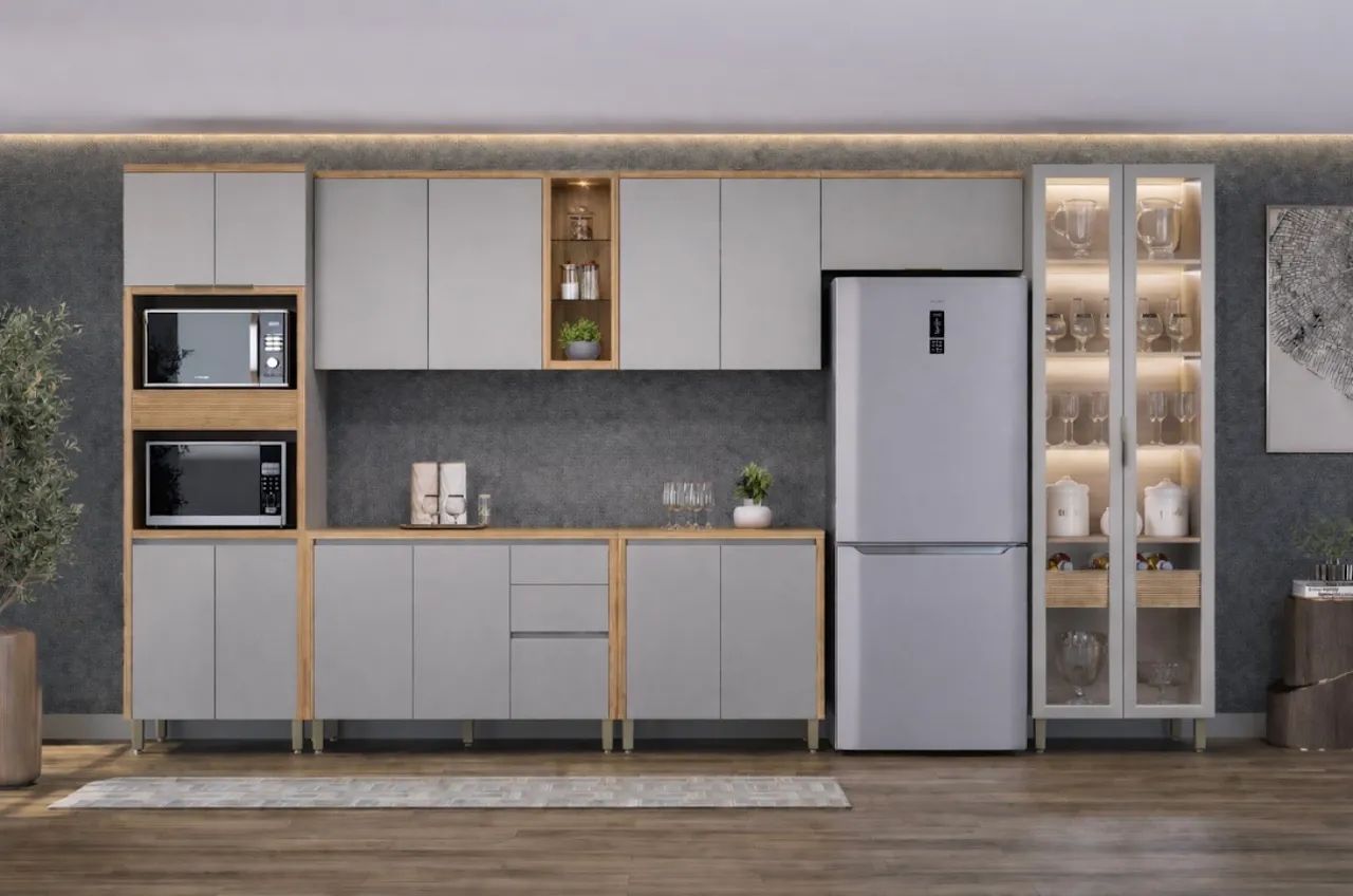 Cozinha Completa Modular 3,30m em MDF com LED - Foto 2