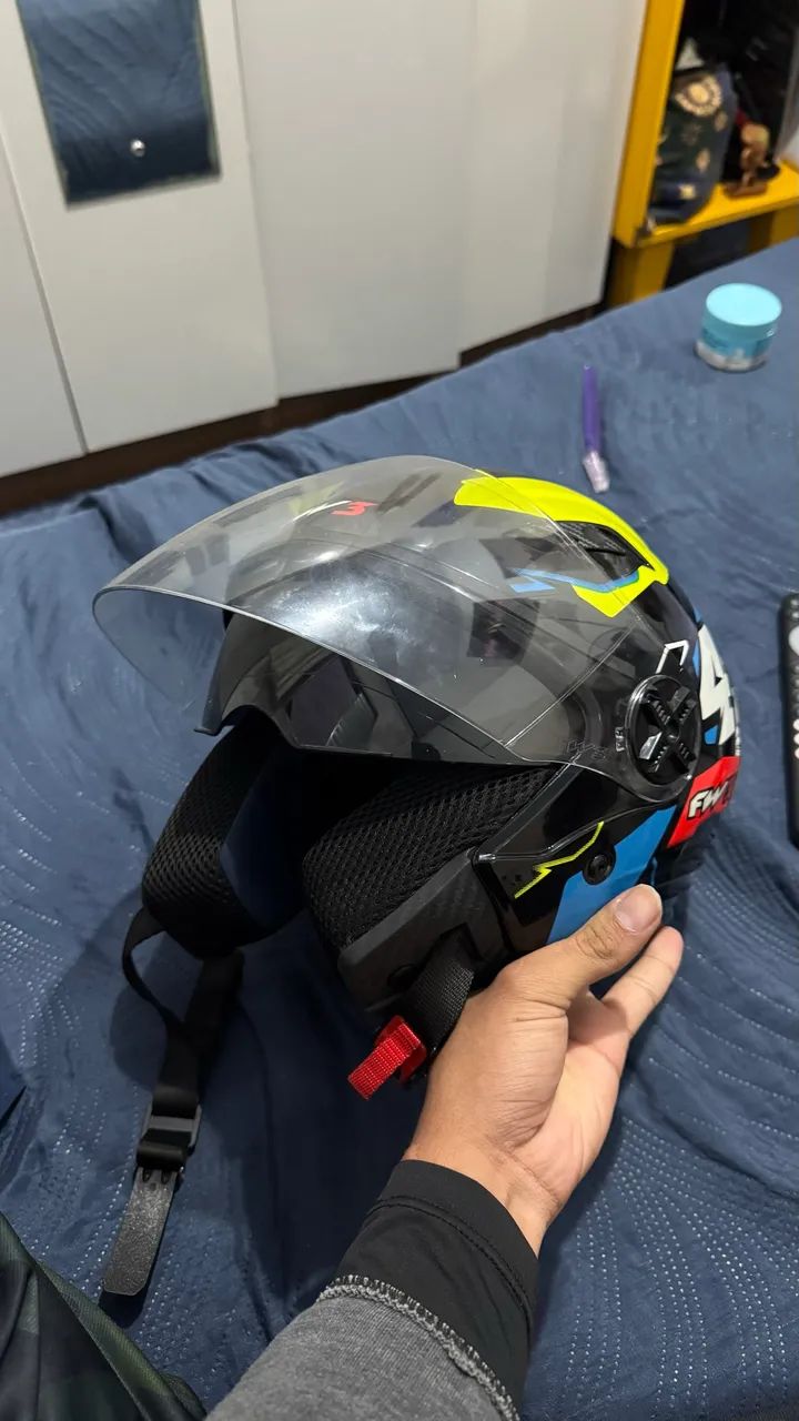 Capacete Fw3 Azul Aberto com Viseira interna  - Foto 3