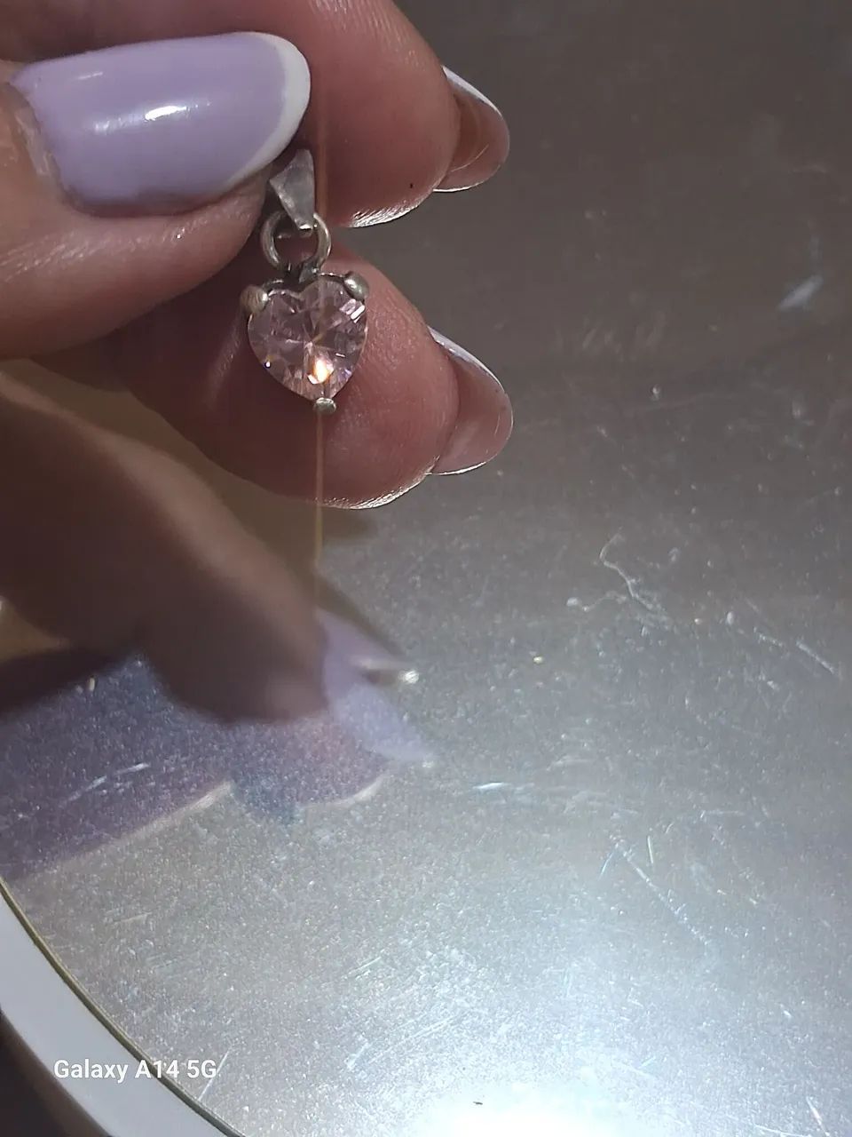 Pingente de Prata com coração rosa de zirconea