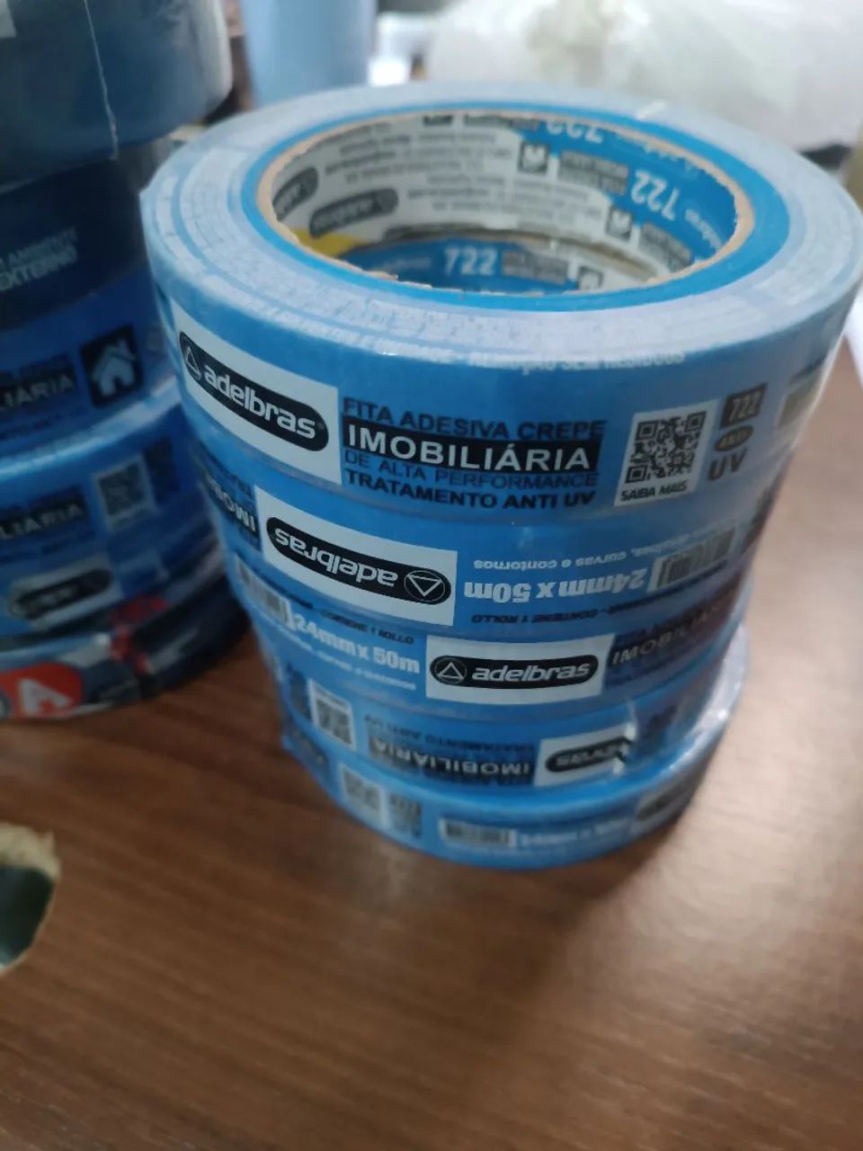 Fita crepe Adelbras azul 24mmx50 m - Foto 6