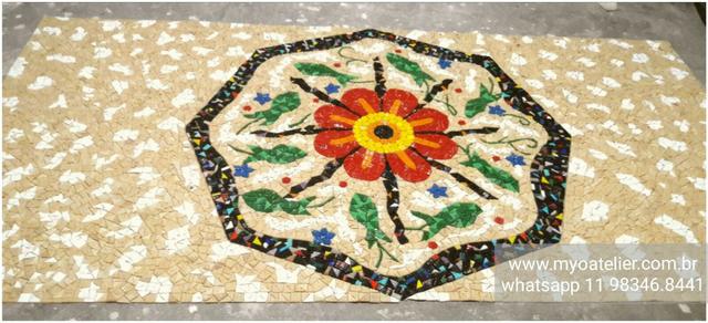 Carpet mosaic, tapete mosaico, mandala, rosa dos ventos, piso mosaico - Foto 4