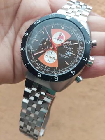 Relogio Breitling Navitimer Preto Vermelho 46mm Pulseira Aço - Foto 5