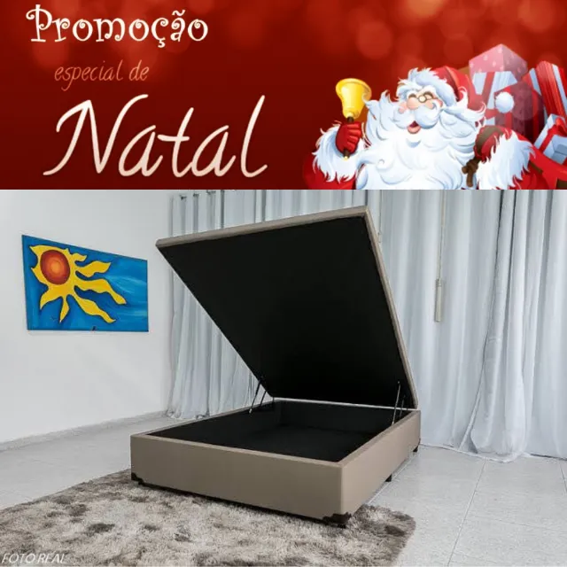 Cama Box Baú Casal Bege Novo