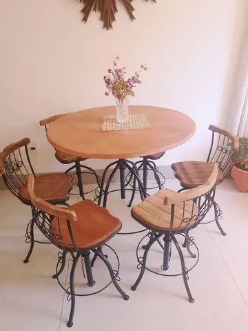 Jogo Bistrô Ajustável Com 6 Banquetas  - Foto 4