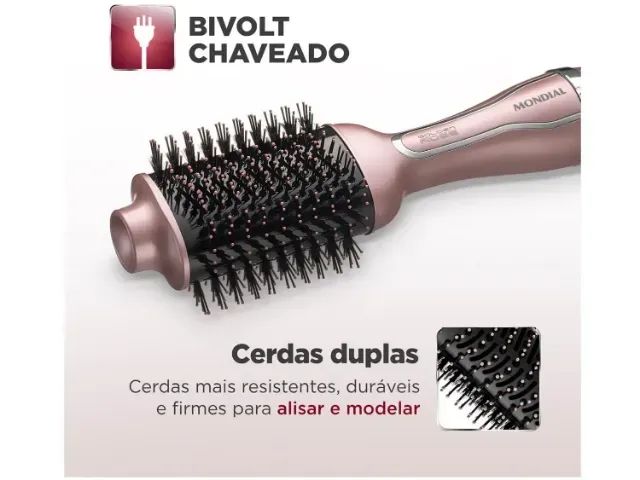 Escova Secadora Mondial ES-02-BI 1200W - 3 Níveis de Temperatura Tourmaline Íon - Foto 6
