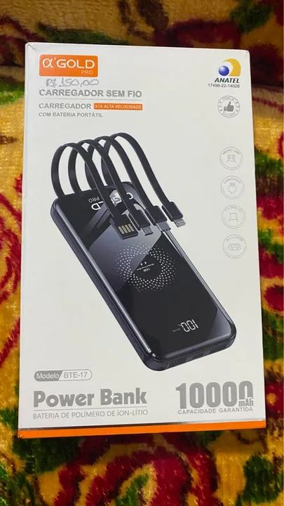 Bateria Portátil 10.000mAh s/Fio - Induçao