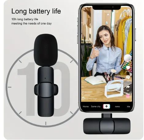 Microfone de lapela sem fio portátil 2 em 1 - Foto 3