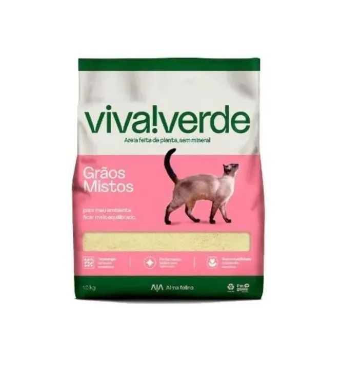 Areia Sanitária para Gatos Vivalverde Grãos Mistos - 10kg