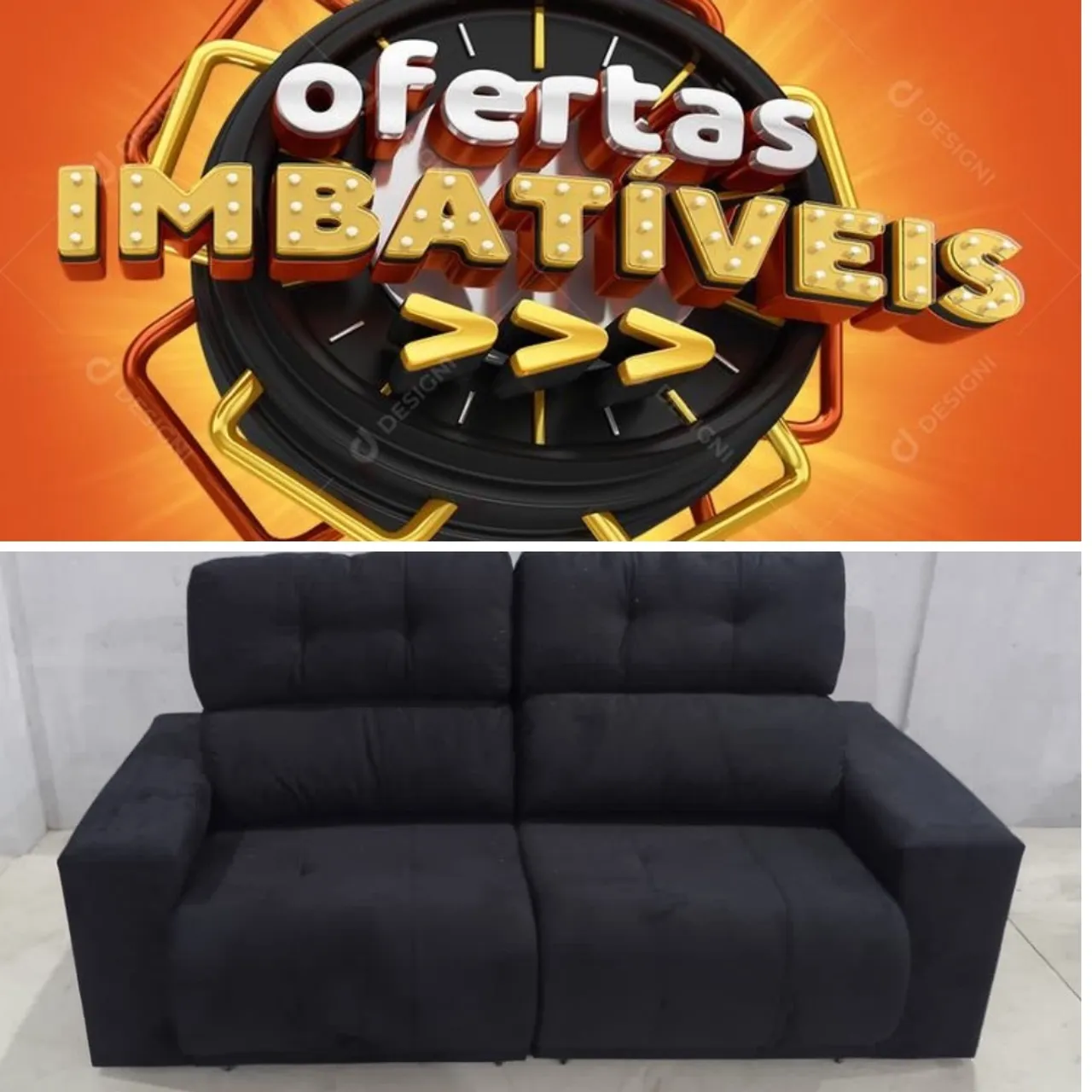 Lindo sofá retrátil - Preto - Mediterrâneo