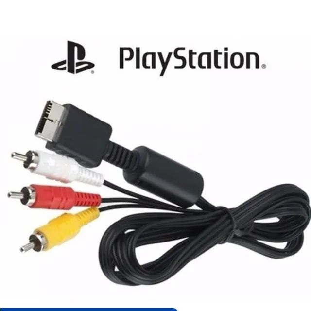 Cabo AV RCA 1,5m para PlayStation PS1 PS2 PS3 Áudio e Vídeo