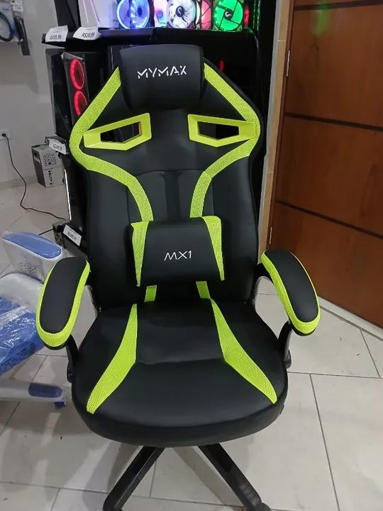 Cadeira verde e preta mx1 para sua casa escritorio ou salas de jogos - Foto 4