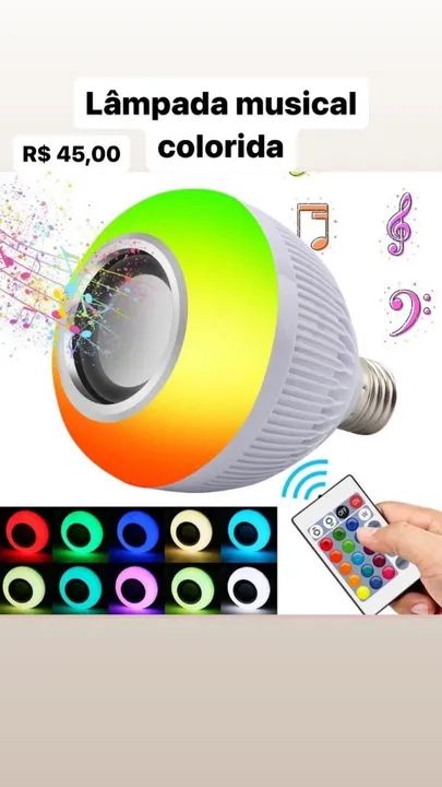 Lâmpada LED Bluetooth com Controle- Unidade Remoto - Foto 3