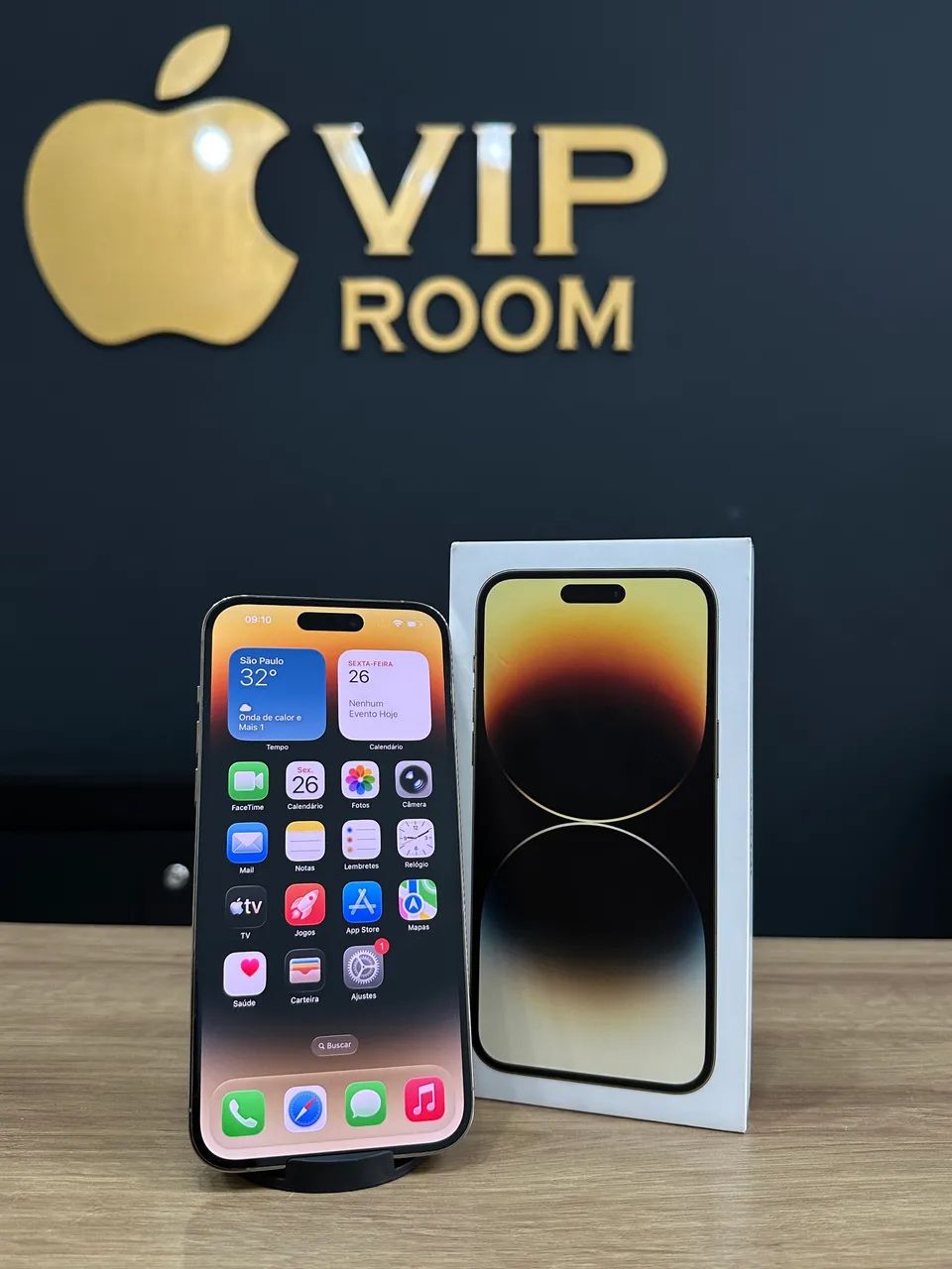 iPhone 14 Pro Max 256gb gold semi novo em excelente estado
