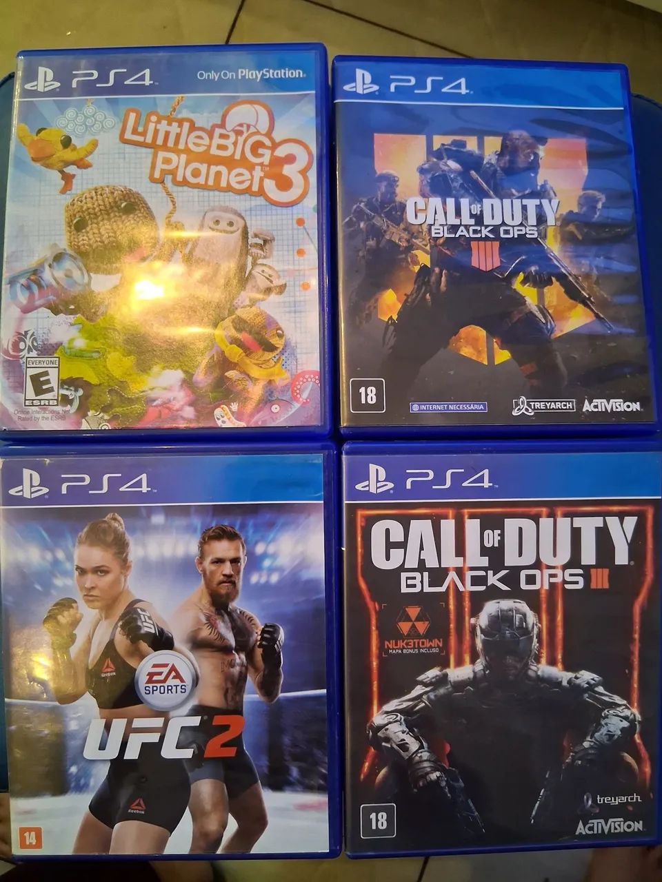 Lote de Jogos PS4 - Call of Duty, Little Big Planet, UFC 2