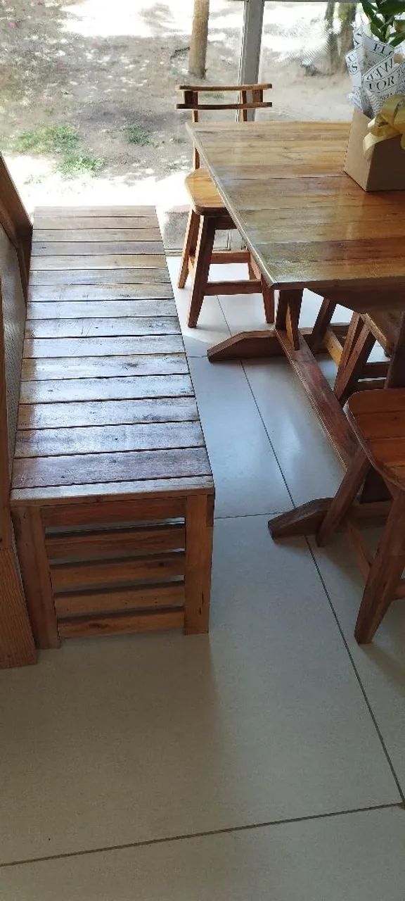 Conjunto de Mesa e Cadeiras de Madeira Rústica - Foto 3