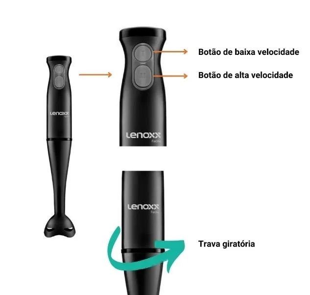 Mixer Lenoxx Facile PMX407, 200W, 2 veloc., Preto - 110V (NOVO) - Foto 4