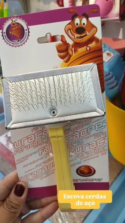 Escova De Cerdas De Aço Cães Furacão Pet - Foto 2